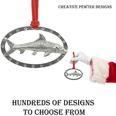 Handcrafted Antique Pewter Bonefish Hanging Ornament for Christmas Trees and Wreaths