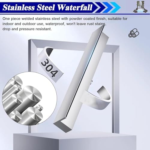 Waterfall Spillway for Pond Fountain 12-72 Inch Heavy Duty Stainless Steel