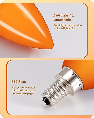 EDISHINE Halloween C35 Orange Dimmable LED Bulbs 6 Pack