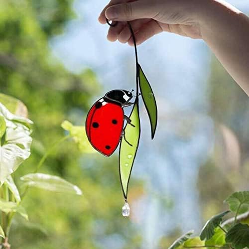 Stained Glass Ladybug Suncatcher Indoor Outdoor Decor