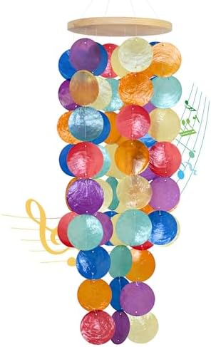 Handcrafted Rainbow Capiz Shells Wind Chimes