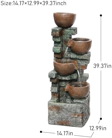 3937 Inch H Outdoor Water Fountain with LED Lights