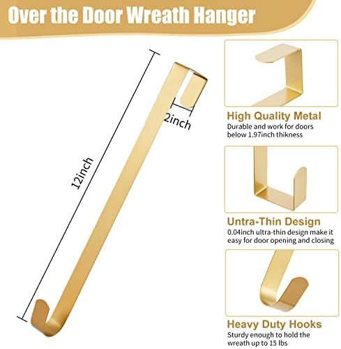 Kederwa 4 Pack Gold Wreath Hangers for Front Door