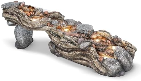 60 Inch 5 Tier Outdoor Waterfall Fountain with LED Light