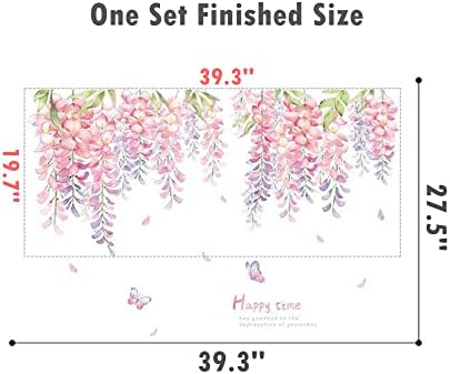 ROFARSO 4 Sheets Wisteria Wall Stickers Removable