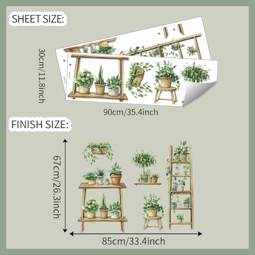 3D Potted Plants Wall Decals Set