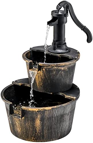 Tangkula 2-Tier Water Fountain Outdoor with Electric Pump