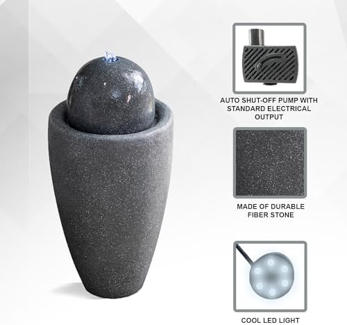XBrand 2598 Inch Modern Stone Water Fountain with LED Lights