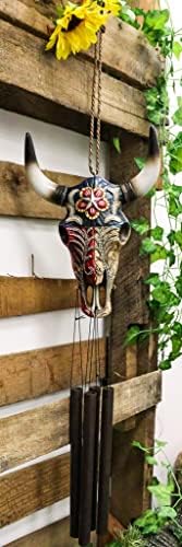 Ebros Gift Patriotic Texas Flag Wind Chime Decor