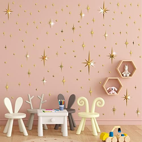 Easma 3D Gold Star Mirror Wall Decal