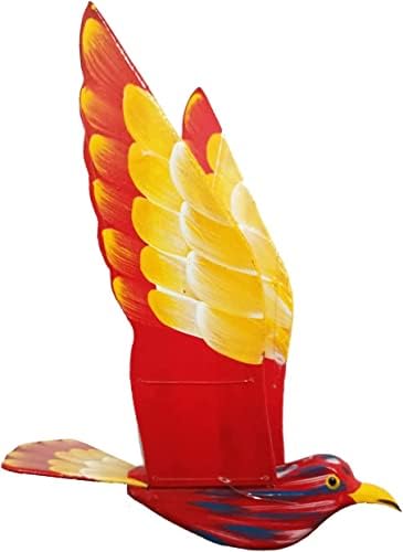 WitnyStore Red House Finch Wooden Bird Mobile 24 Inch