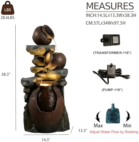 Bumilgar 3 Tier Outdoor Fountain with Lights