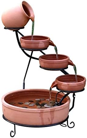 ASC Cascade Ceramic Solar Water Fountain Bowls 5 Tiered