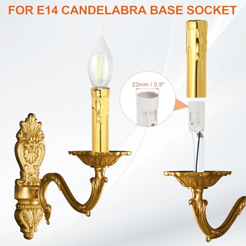 PATIKIL 24 Inch Tall Candle Covers Metal E14 Chandelier Socket Sleeves 10 Pcs