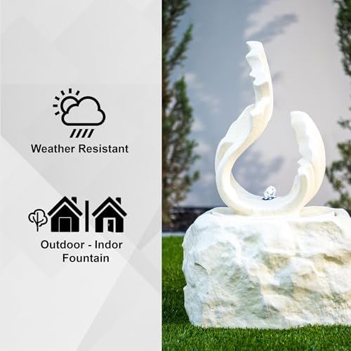 XBrand 25 Inch H White Stone-Look Fountain with LED Light