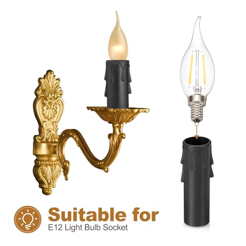 PATIKIL 35 Inch Candle Socket Covers 10Pcs E12 Chandelier Drip Sleeves