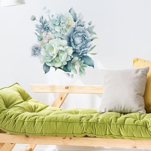 Light Green Peony Flower Wall Stickers Removable Vinyl Art Decals