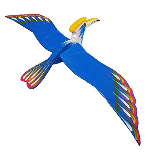 WitnyStore Blue Hornbill Wooden Bird Mobile 23 Inch