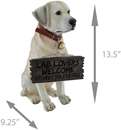 Charming Labrador Retriever Garden Statue with Reversible Welcome Sign