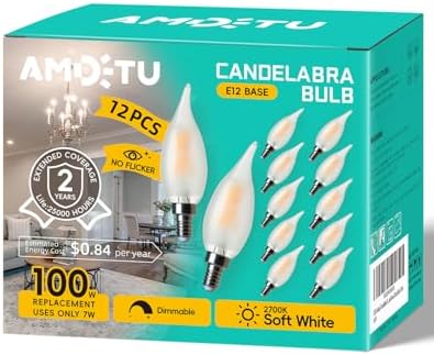 AMDTU 100W Equivalent E12 Frosted LED Candelabra Bulb Dimmable
