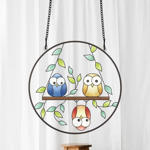 FREEBLOSS Funny Birds Suncatcher Window Hanging