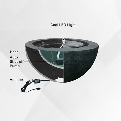 XBrand 198 W Round Sphere Water Fountain with LED Light