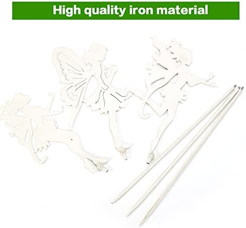 Sungmor 3PC Shabby Chic White Metal Fairy Garden Stakes