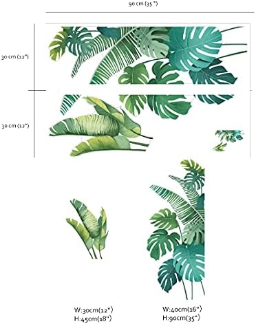 Runtoo Tropical Leaf Wall Decals for Living Room and Bedroom