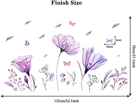 Removable Giant Purple Violet Flower Wall Decal Art