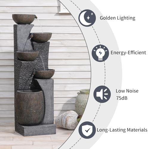 Bumilgar 5-Tier Tall Water Fountain with Warm Lights