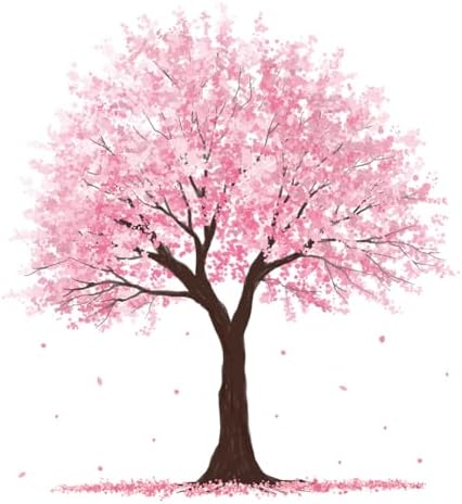 Pink Floral Leaves Wall Stickers Large Tree Decor