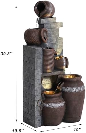 MAIBH Outdoor Water Fountain with LED Lights