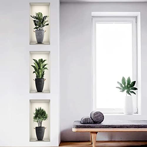 Green Pot Plants Leaves Wall Decals for Bedroom and Nursery
