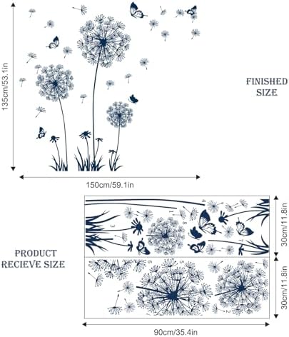 2 Sheet Dandelion Wildflower Wall Decals Blue