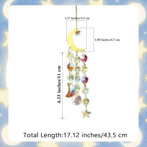 Shiny Crystal Moon Star Sun Catcher Pendant Decor