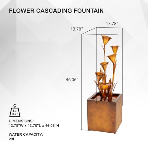 XBrand Freestanding Multi-Tiered Bronze Flower Fountain 46 Tall