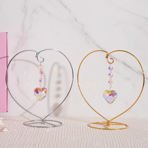 Elegant Crystal Sun Catcher with Heart Shaped Holder