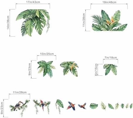 Amimagen Tropical Leaf Wall Stickers for Living Room Decor