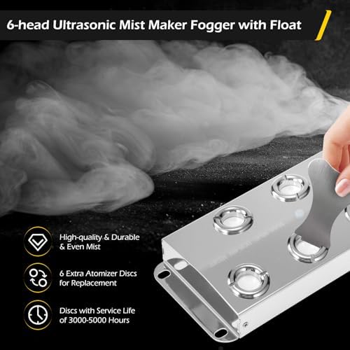 Dyna-Living 6 Head Ultrasonic Fogger with Float IP67 Waterproof Mist Maker