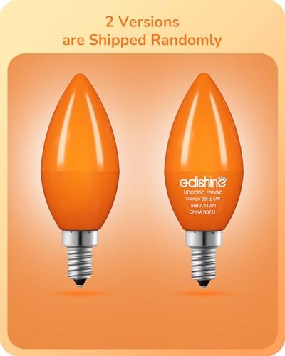 EDISHINE Halloween C35 Orange Dimmable LED Bulbs 6 Pack
