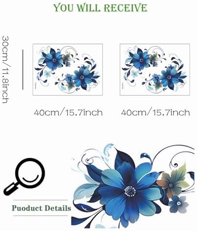 Blue Daisy Botanical Wall Stickers for Decor