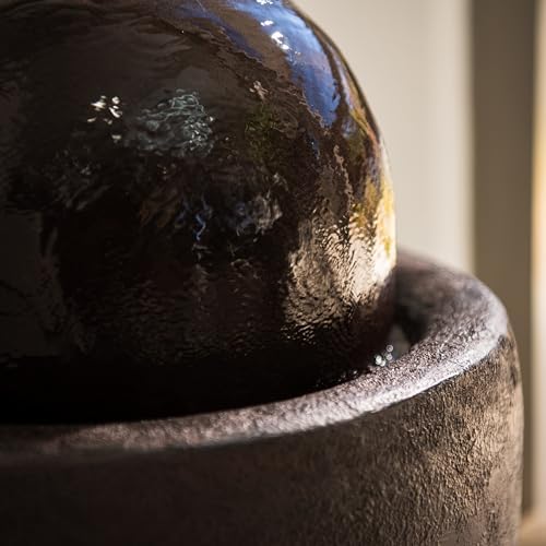 XBrand 2598W Round Stone Textured Sphere Water Fountain with LED Lights