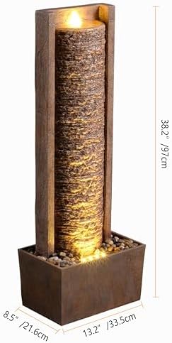 Elegant Indoor Outdoor Water Fountain with Natural Stone Look
