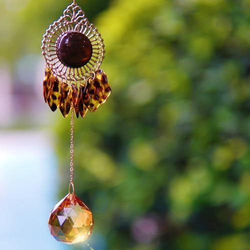 Amber Crystal Suncatcher for Window Decor