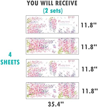 ROFARSO 4 Sheets Wisteria Wall Stickers Removable