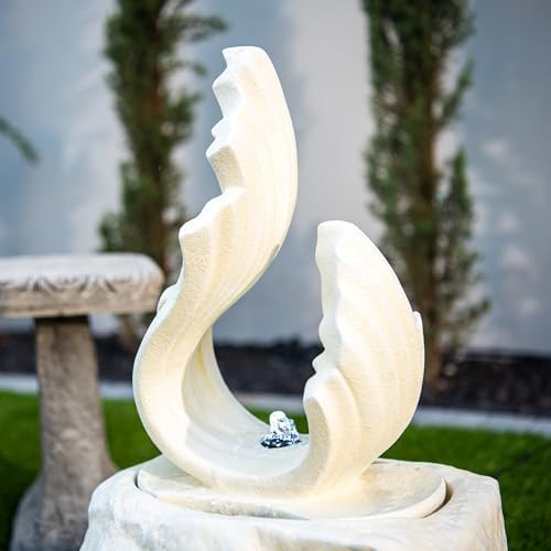 XBrand 25 Inch H White Stone-Look Fountain with LED Light
