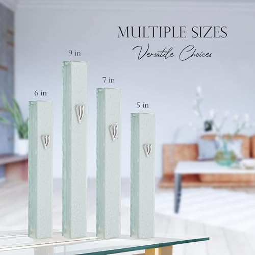 Modern Glass Mezuzah Case for Door with Shattered Design