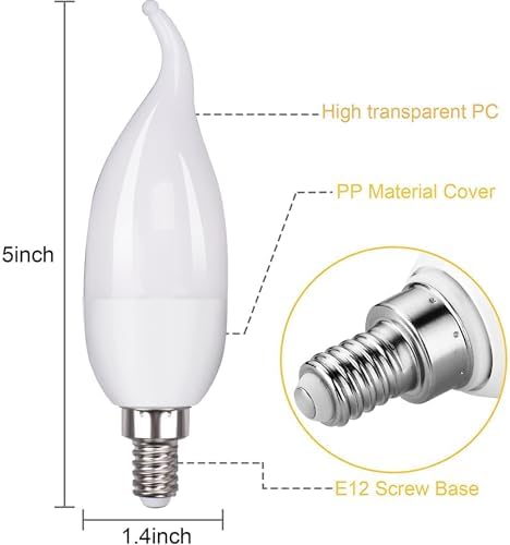 E12 Flame Bulbs 8 Pack LED Candelabra Lights
