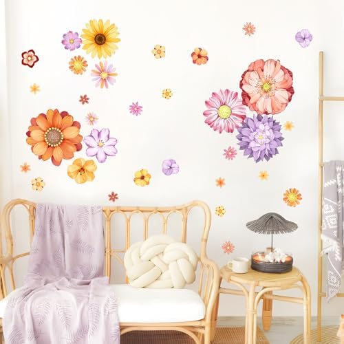 Supzone Boho Flower Wall Decals for Living Room and Bedroom