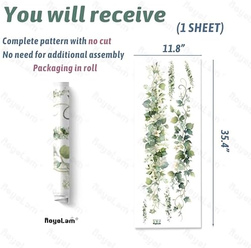 Green Leaves Vines Wall Decals Peel and Stick Botanical Decor